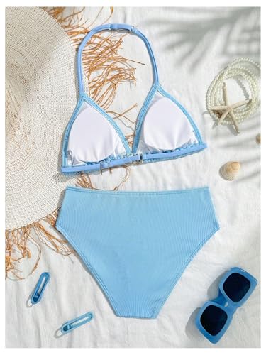 Girl's 2 Piece Swimsuits Shell Halter Triangle Bikinis Summer Vacation Bathing Suits2
