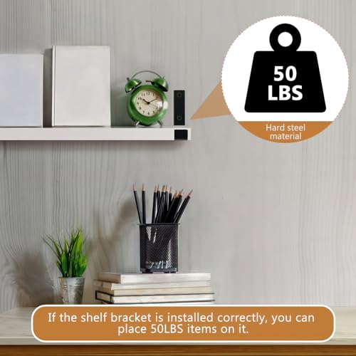 4 Pcs Scaffold Board Shelf Brackets Heavy Duty Shelf Brackets for Shelving Bracket Black Industrial Rustic Metal Wall Brackets with Lips for Scaffold Boards(237 mm/9.33 inch) - Image 3