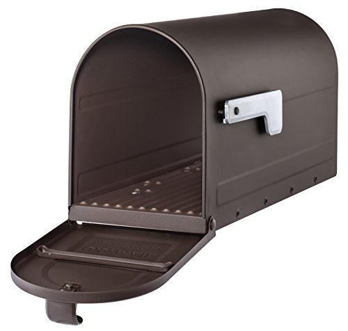 Image of Architectural Mailboxes 7600RZ-10 7600RZ-11 MB1 Post Mount Mailbox with Silver Flag, Rubbed Bronze