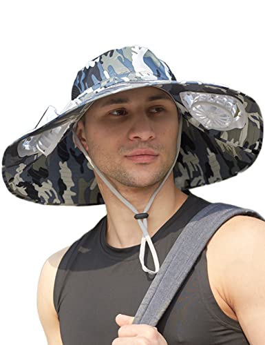 Chapeau de soleil hommes pour la pêche et la plage avec ventilateurs intégrés