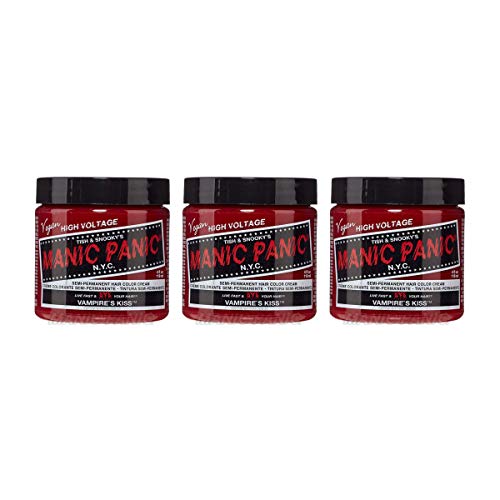 Manic Panic Vampire's Kiss Classic Creme, vegan, tierversuchsfrei, rote semipermanente Haarfarbe, 3 x 118 ml