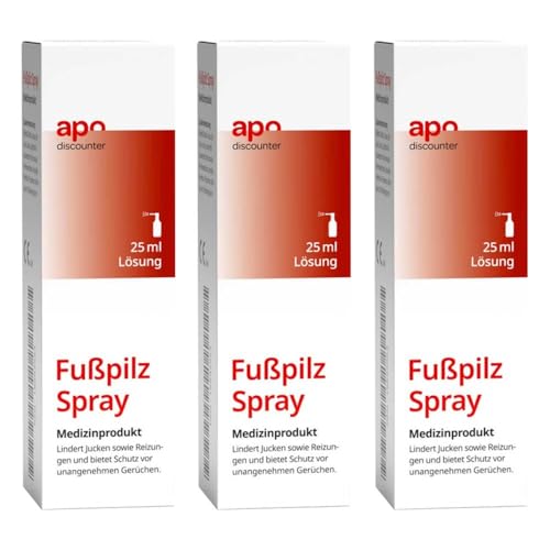 apodiscounter Fußpilz Spray - zur Behandlung von Fußpilz (Tinea pedis) - lindert Juckreiz & Schutz vor unangenehmen Gerüchen (3x 25 ml)