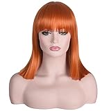 Morvally Short Straight Ginger Bob Wig with Blunt Bangs Heat Resistant Hair Natural Looking Cosplay...