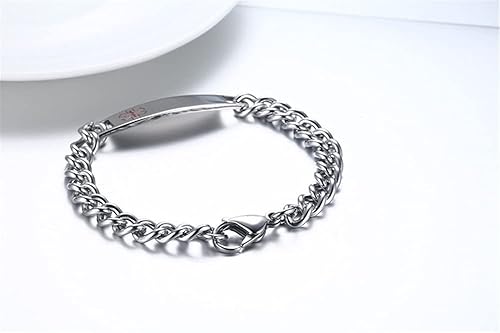 Miniatura 4 de ZKXXJ Pulsera médica personalizada para hombres y mujeres, cadena de eslabones de acero inoxidable, pulsera de identificación de identificación,