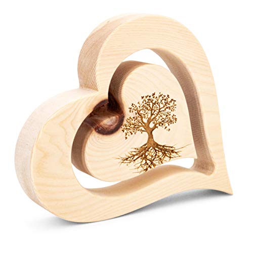 sagl.tirol 20cm Zirbenherz mit schwebendem innen Herz und Gravur (Baum des Lebens) Cover