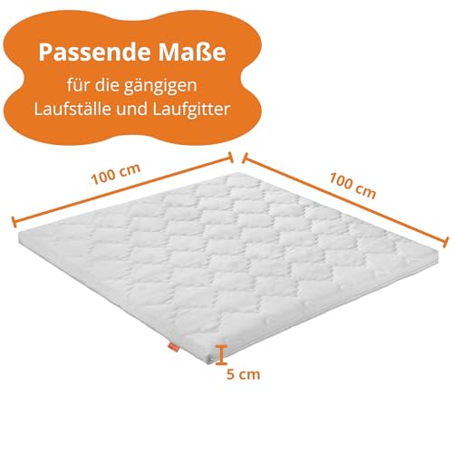 sleepling Baby Matratze 100x100 cm Laufgittermatratze Kinder, Komfortschaummatratze, Kindermatratze, Babymatratze 100 x 100 cm, Höhe 5 cm, Komfortschaum, Made in EU, Oeko-TEX, waschbar bis 60 Grad