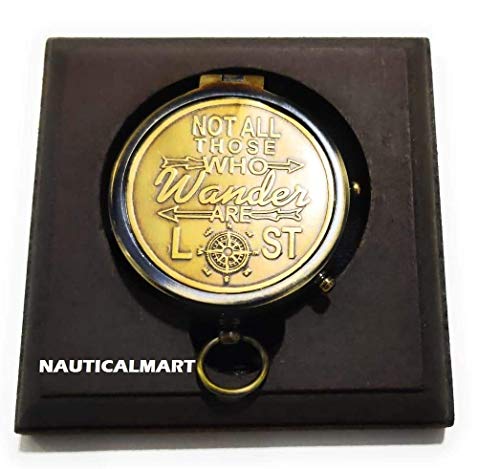 Brújula de Latón Personalizada con Base de Madera miniatura 1