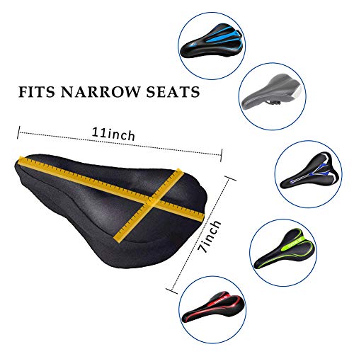 Karetto Bike Gel & Foam Seat Cover Excercise Bicycle Saddle Cover with Drawstring, Rain and Dust Resistant,Reflective Band Bandanas ,Soft Cover for Mountain, Road and Cruiser Bikes…