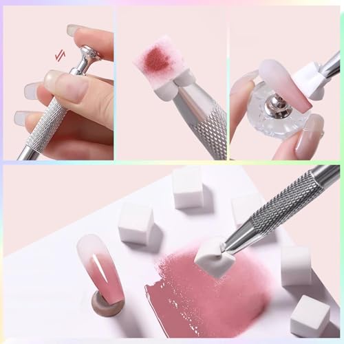 Esmalte de uñas en gel Ombre 9 colores con esponjas y pincel miniatura 5