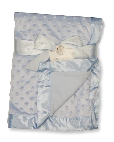 Baby Velour Bubble Wrap Blanket with Satin Trim (Sky)