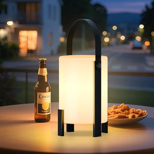 uuffoo LED Lamp Shower Lamp Rechargeable Lantern Table Lamp Cordless 3000K and Candle Light IP44 Dimmable for Indoor Outdoor Bathroom Patio Camping Restaurant Home