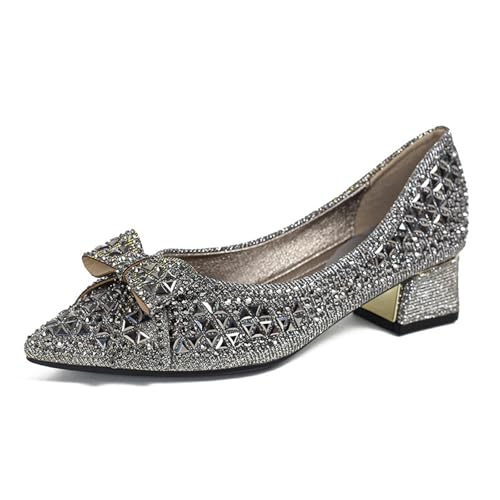 Escarpins à bout pointu avec nœud papillon et talons épais chic