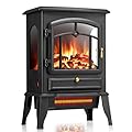 ZAFRO Electric Fireplace Stove, 5100 BTU Quick Heating Electric Fireplace Heater with Adjustable Flame Brightness, 1000W/1500W Thermostat, for Living Room, Bedroom