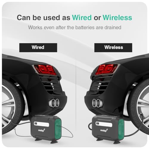 Image of Onelap Quikflate Plus - Wired + Wireless (Real 7800 mAh Battery) SuperFast Digital Tyre Inflator with inbuilt Pressure Gauge for Cars, SUV, Bikes, Cycle, Balls, Balloons