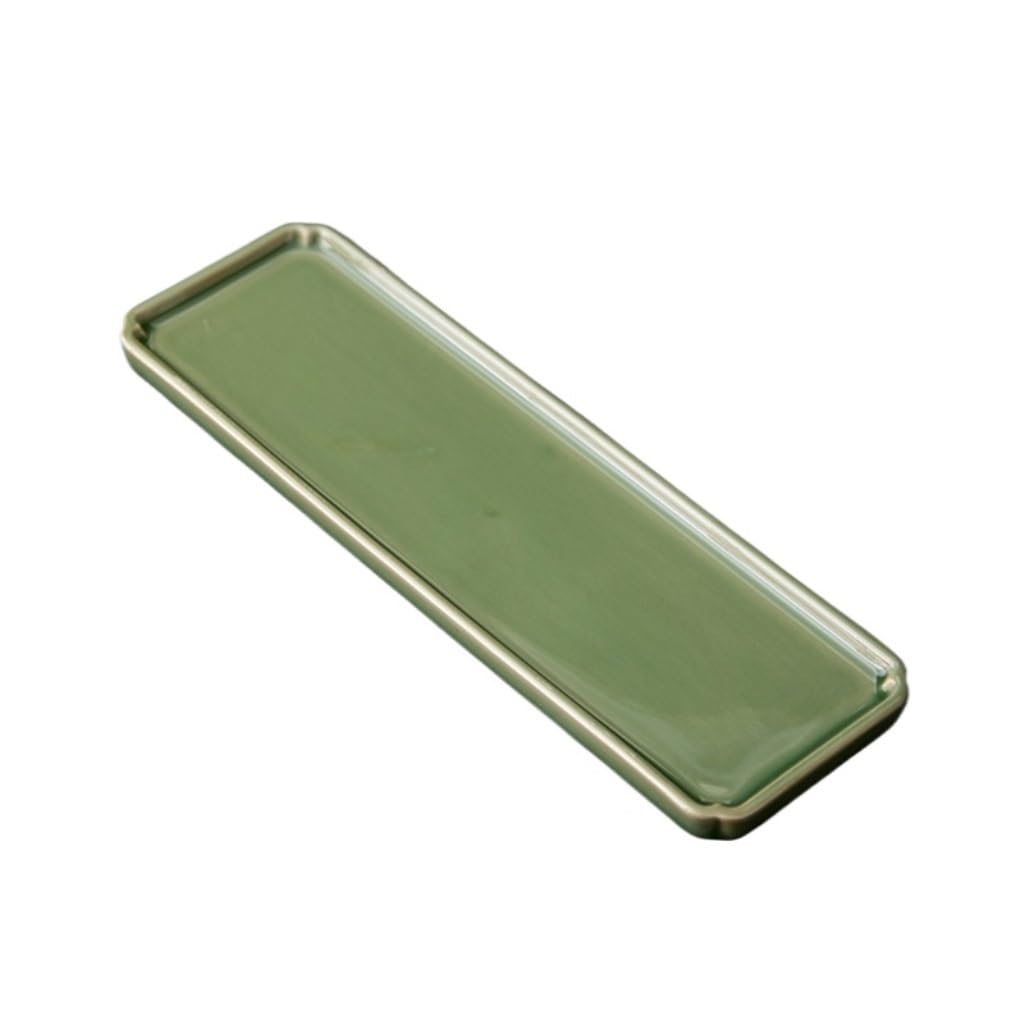 GTHTUHFD Kung Fu Tea Tray Retro Tea Tray Ceramic Dry Bubble Tray Rectangular Tea Tray Bamboo Green Kitchen Storage Tray Tea Room Tray