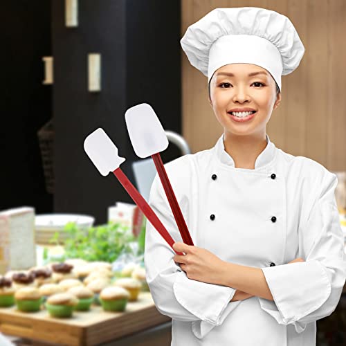 Lasnten Set Of 2 Silicone Spatula Heat Resistant Commercial 16 Inch Spatula Heavy Duty Rubber Scraper Spatula Long Silicone Scraper Spoon For Baking Cooking Mixing, Dishwasher Safe, Red Handle #TOP5