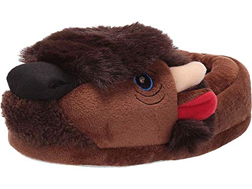 Stride Rite Boy's Fluffy Light-up Buffalo Slippers (Toddler/Little Kid), Brown, 7-8