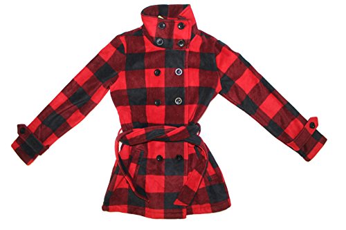 Image of Ike Behar Womens Double Breasted Fleece Belted Jacket (X-Large, Red)