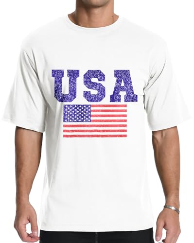 Men's Graphic Tees, Short Sleeve USA Flag Crewneck Casual American Patriotic Regular T-Shirt for Men