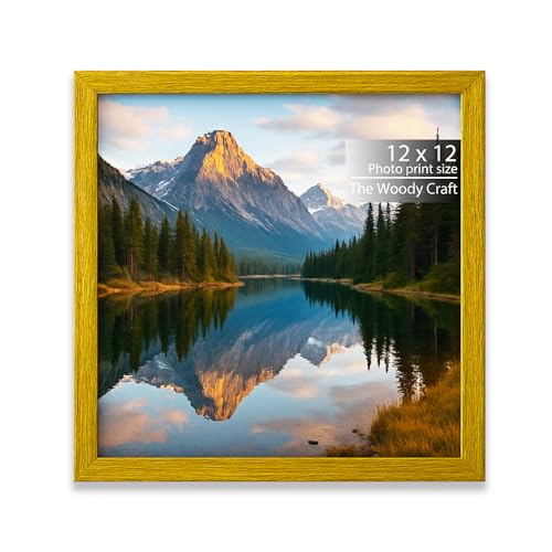 Image of 12x12 inch Square Frame | Yellow Photo Frame For Wall With Radiant Appeal | Wall Frame For Home Decoration | Wooden Photo Frame With Modern Touch | Hanging Photo Frame For Easy Setup