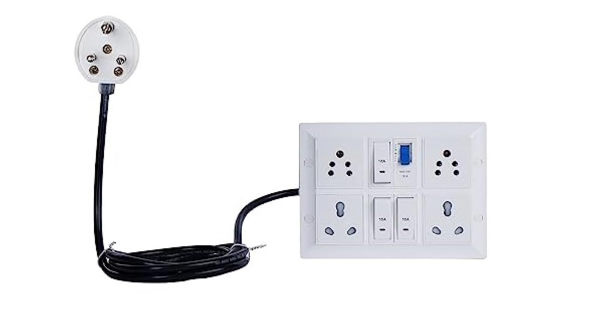 Hackensack Extension Board - Two 16A + Two 6A Socket 3 Switch (16A) and 16A MCB (Polycarbonate) Long 1.5 SQ.MM x 3 Core Heavy Duty 3 Meter Wire Cable with (15 Amp) 3 Pin Plug (White)-image-32