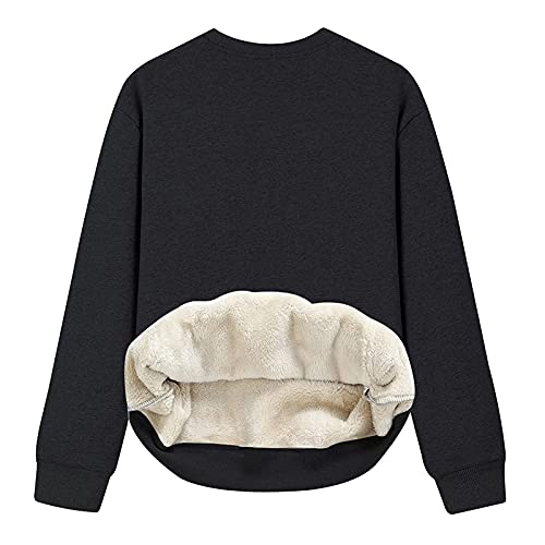 LOIJMK Sudadera básica para mujer, monocolor, manga larga, cuello redondo, algodón, otoño, invierno, ropa de abrigo informal, chaqueta de deporte, ropa de calle, blusa, ropa deportiva, chaqueta de