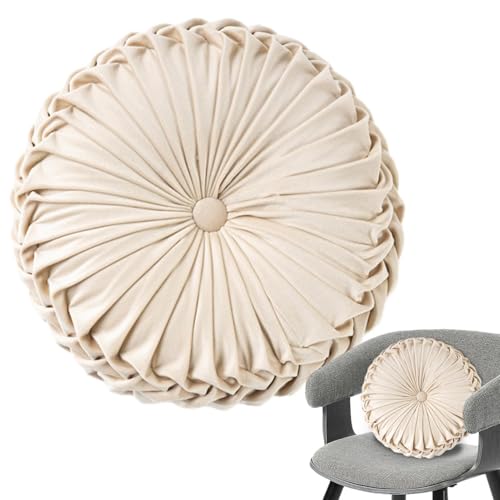 Generisch Rundes Bodenkissen - Kürbis-Samtkissen, Plissiertes rundes Kissen - Kürbis-Samtkissen, Plissiertes rundes Kissen für Zimmer, Büros, Sofa, Bett, Stuhl