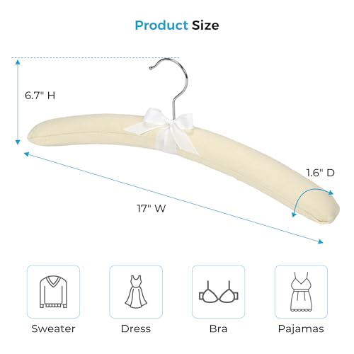 Js Hanger Padded Hangers - 17 Inch Extra Large Heavy Duty Cotton Covered Coat Hangers No Shoulder Bump For Women Clothes, Sweaters thumb #3