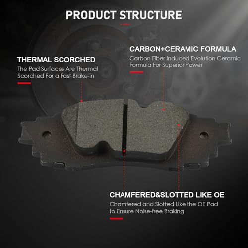 Image of cciyu D1879 Rear Disc Brake Pads Kit For Lexus ES250 21-22 /RX350 16-22 /RX350L 18-22 /RX450h 16-22 /X450hL 18-22 /UX200 19-22 /UX250h 19-22,For Toyota C-HR 20-21 /RAV4 19-21 /Venza 21-22