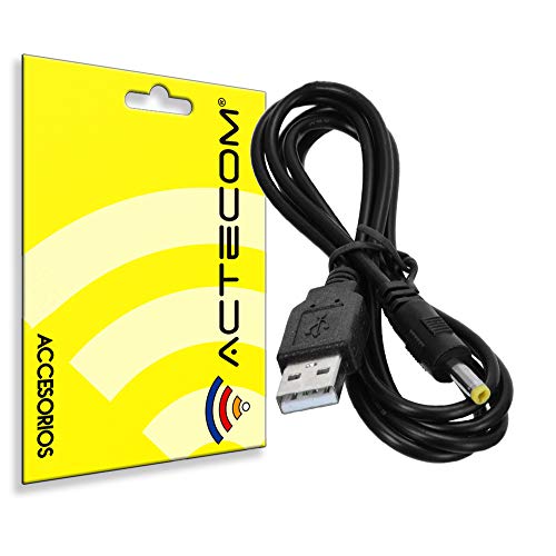 actecom Cable de Cargador USB para Consola de Videojuegos Sony PSP 1000, 2000, 3000   Conector DC 4.0 x 1.7mm, 92cm, Negro