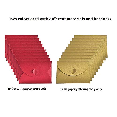 JOYISEN 50 STKS Kraft Papier Enveloppen Mini Handgemaakte Rode en Gouden Enveloppen met Hartsluiting - Afbeelding 3