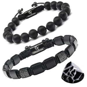 GT collection 2 PIECE SET – Men’s Beaded Bracelet And Flatbead Bracelet | Gift for Men | One Size Fits All | Used for Its Grounding Effects | 100% Natural | Adjustable Bracelet for Men with Gemstones