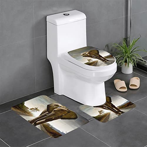 3D Elefant Badematte Set 3 Stück Badezimmer Anti-Rutsch Teppich Set für Badezimmer Küche Schlafzimmer