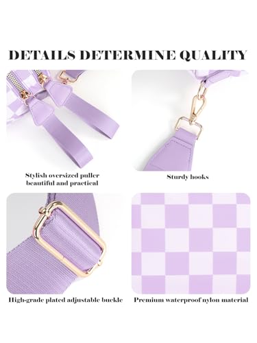 Image of Black and White Checkered Crossbody Bag Bum Bag for Women,Spacious Checkered Purse Fanny Packs Belt Bag
