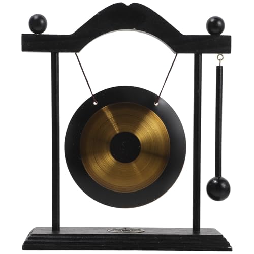 HOMSFOU 1 Set Gong with Stand and Mallet Feng Shui Brass Gong Chinese Gong Desktop Vintage Chimes...