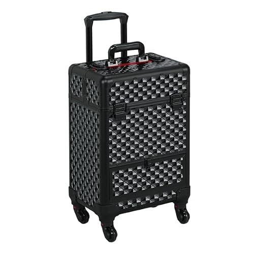 Yaheetech Maletin Maquillaje Profesional Estuche Maquillaje Cosméticos Maleta Maquillaje Manicura Organizador con Ruedas para Salón Peluquería 34.3 x 24.2 x 55.5 cm