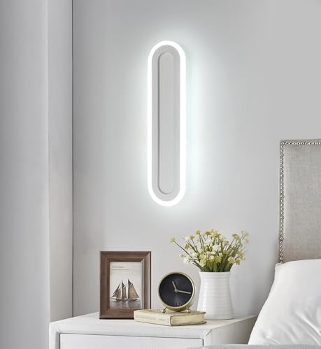 Mckalen Aplique de Pared Interior LED, 17W Moderno Lámpara de Pared LED Blanco, Luz de Pared en Acrílico para Dormitorio, Pasillo, Escalera, Sala de Estar, Blanco Frío 6500K