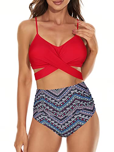 American Trends Biquíni feminino frente única bandagem, roupa de banho de duas peças, biquíni de cin
