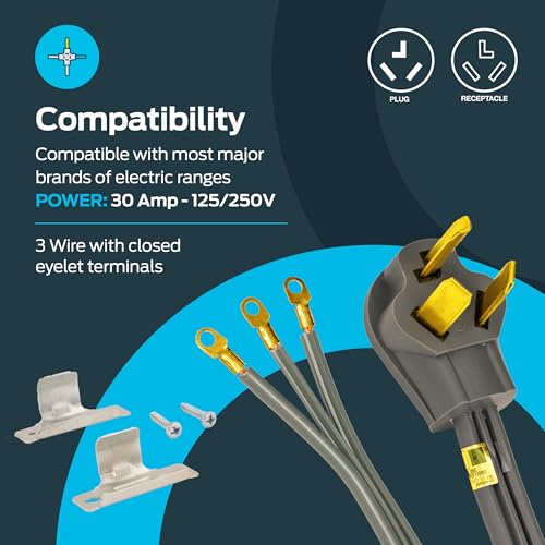 Image of Eastman 6 Feet Electric Dryer Cord, 30 Amps 3-Prong Wire, 61251