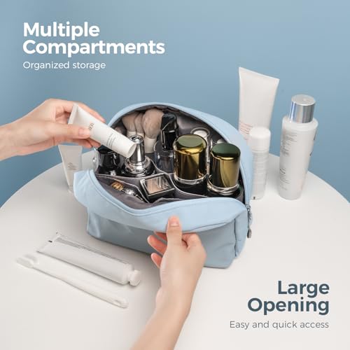 pack all Travel Toiletry Bag, Multi-Compartment Cosmetic Bag, Water-Resistant Makeup Bag for Toiletries, Accessories (Glacier Blue)4