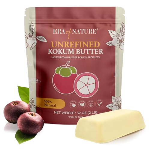 era of nature Kokum Butter Raw - 8 oz (1/2lb) Natural Butter for Body Butters Lotion Bars Lip Balm Soap Making Blends Well with Shea or Cocoa Butter For Stretch Marks Scars Pregnancy Care