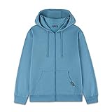 DEESPACE Men's Hoodie Soft Brushed Fleece Hooded Sweatshirts Full Zip up Hoodie (S-3XL)(stone blue,