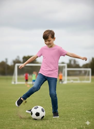Image of T-Shirt for Boys | Super Colour (White Black Pink Yellow) Super Cotton [100% Pure] Solid Plain Tees