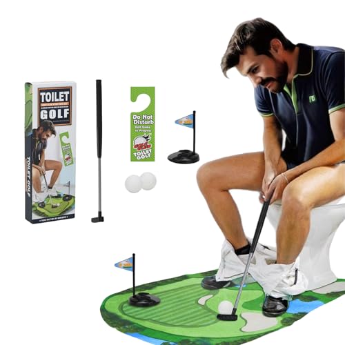 Mini Toilet Golf Bathroom Game - Funny Gag Gift for