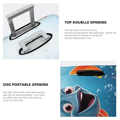 Travel Luggage Cover Fish Under The Sea Spandex Suitcase Protector Washable Baggage Covers Fashion Elastic Scratch-Resistant Luggage Cover Protector Fits 18-32 Inch Luggage3