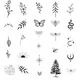 WEEKINK Small Temporary Tattoo Collection – Leaf, Tree, Butterfly, Dragonfly, Snake & Bee Designs, Long-Lasting & Realistic Nature-Inspired Semi-permanent Tattoos for Neck, Arm, Finger, Hand & Wrist
