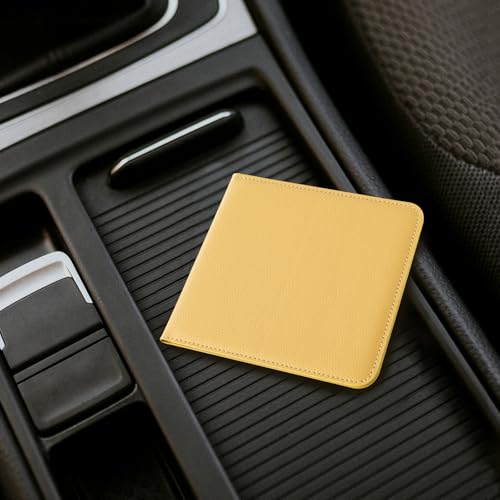 Image of CoBak Car Registration and Insurance Holder - Vehicle Glove Box Car Organizer, Auto Truck Comparment Accessories Case for Essential Document, Driver License, Cards (Mustard Yellow)