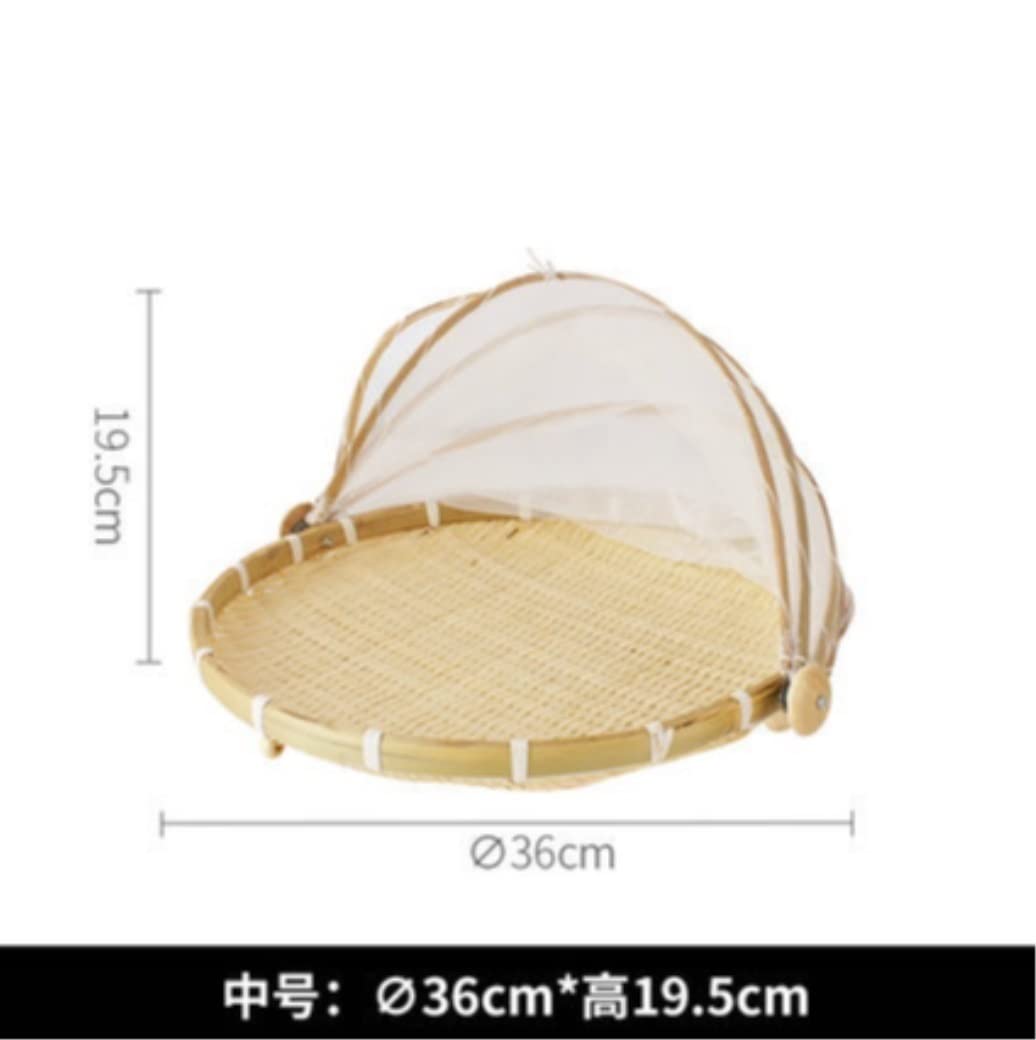 Cestino da Picnic Feste Cesto Intrecciato A Mano A Prova di Insetto Cestino da Picnic A Polvere Frutta Fatto A Vimini con Copertura Pane Vegetale Gita all’Aperto(36 * 19.5cm)