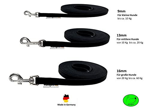 Schleppleine Biothane Hundeleine kleine Hunde 9mm 3m / 5m / 10m / 15m Hundeleine Biothane (2m MIT Handschlaufe, Schwarz)