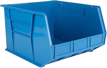 18" x 16.5" x 11" Plastic Stackable Storage Bin, Hudson Blue
